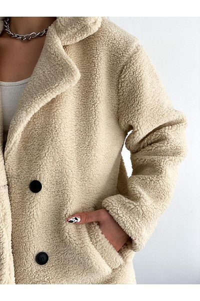 İkmal Four Button Plush Coat - Unlined
