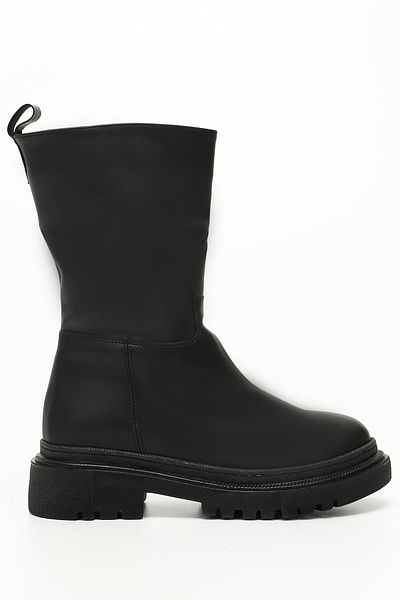 GÖNDERİ(R) SCHWARZE Damen-Tagesstiefel mit runder Zehenpartie und Absatz 37530