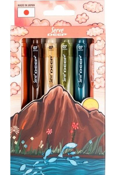 Kids Like Serve Deep Tip Pen Earth Tones 0.7mm Set of 6