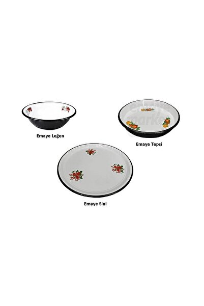qussine Emaye Hamur Legeni 36 cm Emaye Fırın Tepsisi 28 cm Emaye Sini 45 cm