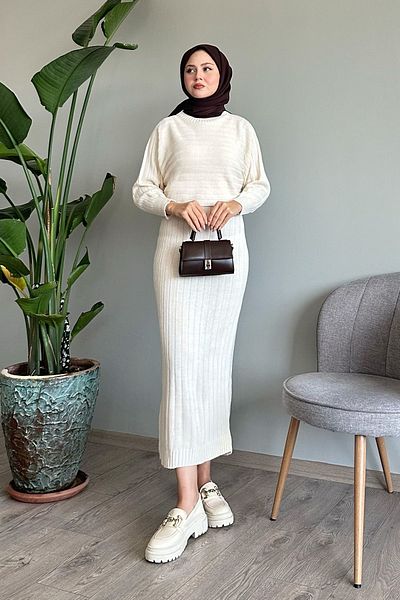 InStyle طقم سترة وفستان قصير منسوج من إكرو
