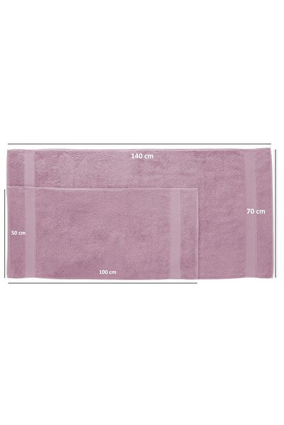 MAURAHOME Tomurcuk %100 Pamuk 6'lı Banyo Ve El Havlu Seti | 2'li 70x140cm Ve 4'lü 50x100cm |gül Kurusu