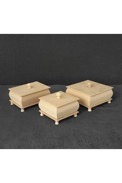 Altınyapı Hobi Market Raw Mdf Unpainted Sugar Bowl and Box Set of Three