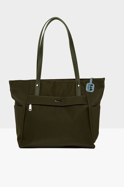 Bagmori Khaki Women's Satin Tote Bag with Front Pocket m 000008506