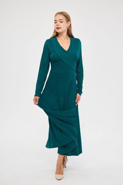 Avones Kadın Degaje Yaka Viskon Kaşkorse Maxi Boy Elbise