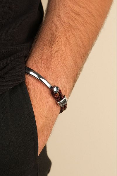 Jack Ferrero Steel / Leather - Original Men's Bracelet