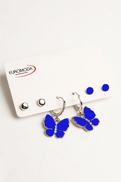 EUROMODA Colorful Butterfly Design Set of 3 Earrings