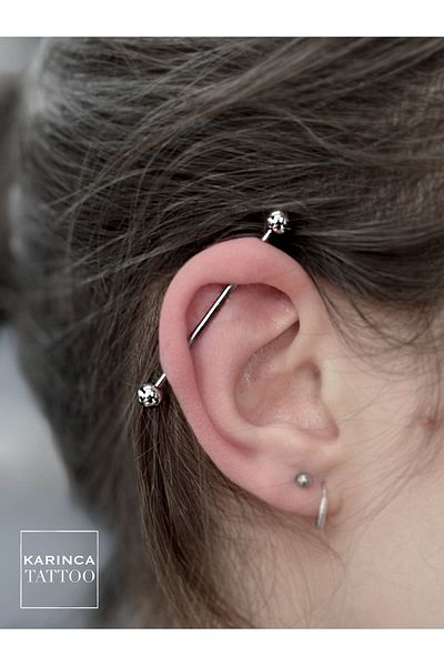 Karınca Piercing 38 mm Surgical Steel Ear - Industrial Piercing Bridge