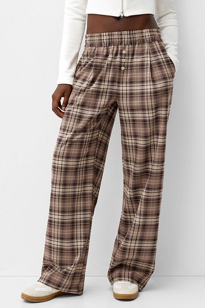 Bershka Kareli straight fit pantolon
