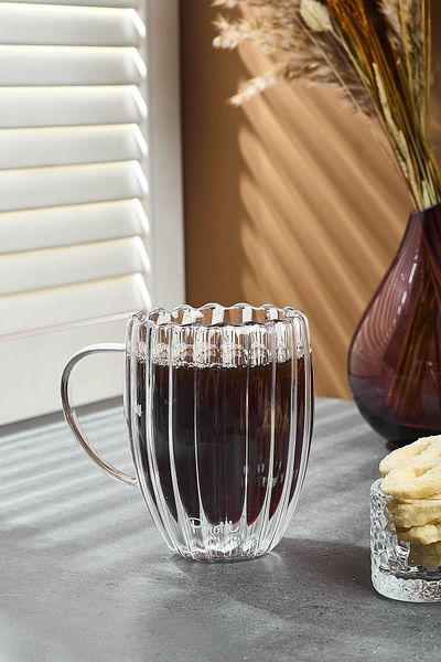 Perotti Stripe 350ml Double Leather Mug
