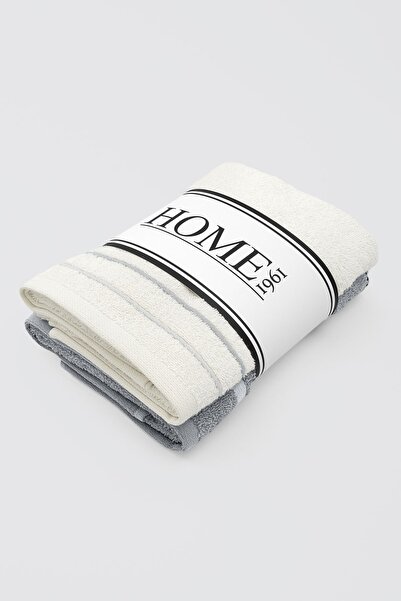 HOME 1961 100% Cotton Soft and High Water Absorbent Set of 2 Towels - Gray & ...