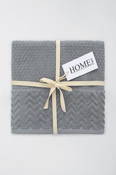 HOME 1961 Σετ πετσετών 100% Cotton Grey 2 - Velvet Border Jacquard & Υψηλής Απορρόφησης Νερού Πετσέτα 50x90cm - Spectre
