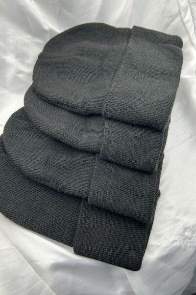 KISCHE 4 Pieces Unisex Men's Women's Stretchy Comfortable Winter Windproof Black Beanie