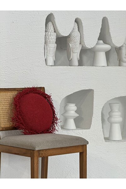 Maison Avf Декоративна кръгла възглавница от червена хартия Ip рафия