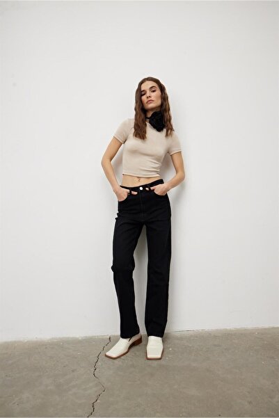 TUBİA Γυναικείο T-Shirt Crop Top σε Πέτρα Χρώμα