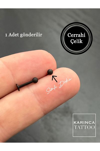 Karınca Piercing 8 mm Black Glitter - Conch Ear and Labret Piercing (Karinca Tattoo)