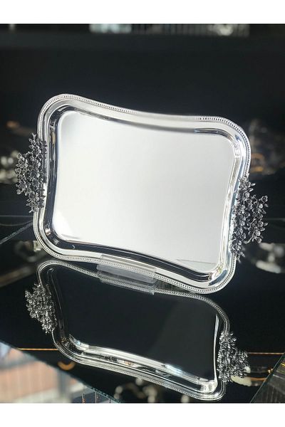 ABROZ HOME DESIGN Micron Silver Plated Spring Branch Tray