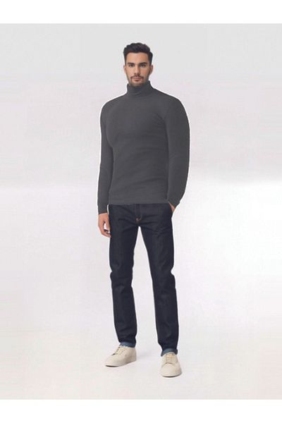 FAVORİM Unisex Ribbed Anthracite High Top Sweater