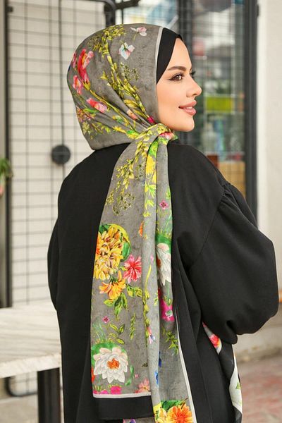 Hint İpek Wool Cashmere Patterned Shawl Model - Yunkv02-02