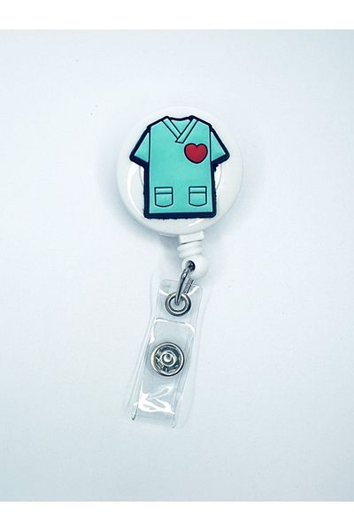 odaburada Green Doctor Bib Figured Yoyo Collar Card Holder