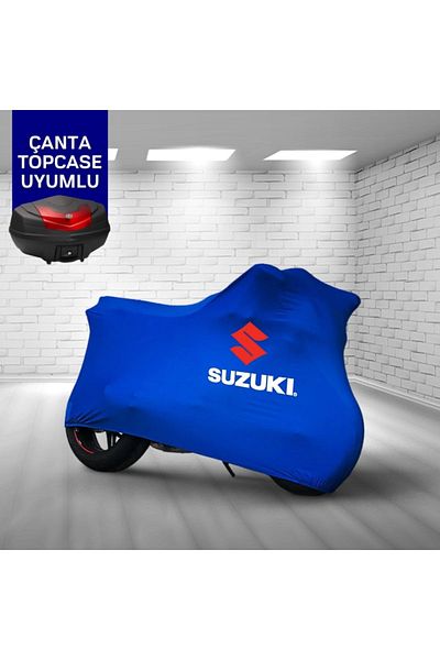 ULTRASHOP حقيبة علوية لدراجة نارية SUZUKI V-Strom 800 DEMotorcycle من القماش الممشط باللون الأزرق مع شعار مناسب