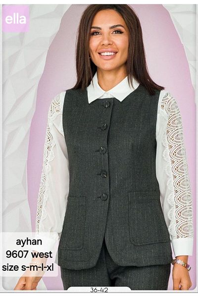 AYHAN Line Pattern Vest-Pants Double Set