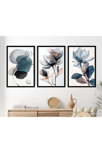 icase Tablou de salon Flower Smoke Haze Velvet Concept Decor Set de picturi 3...