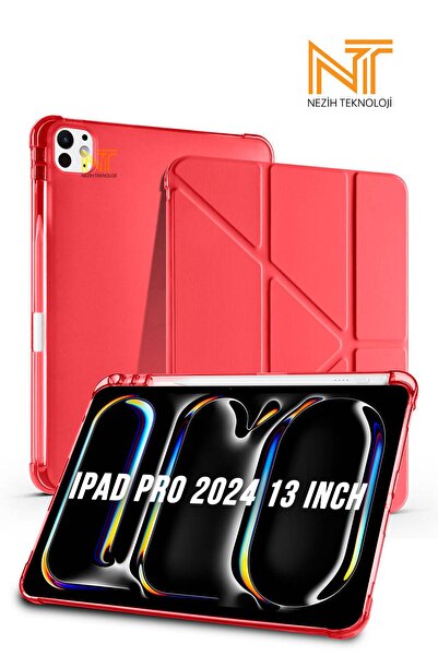 Nezih Case iPad Pro 2024 13 Inch Uyumlu Tri Folding Kalem Bölmeli Uyku Modlu ...