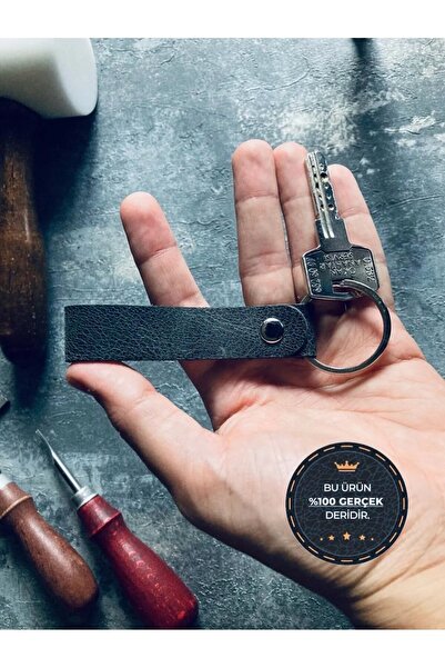 clawleather سلسلة مفاتيح جلدية سوداء - قطعة واحدة