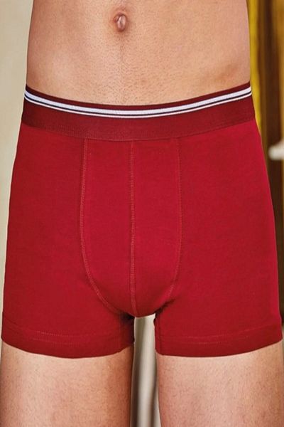 MYS GRUP TEKSTİL Boxer-chiloți din bumbac lycra roșu Claret din 3 piese pentru bărbați BERRAK / 1097