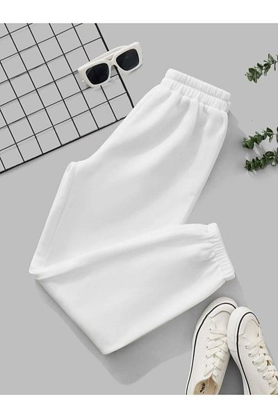 EXPECTED Παντελόνι φούτερ Jogger Unisex με 3 νήματα, ίσια ψηλή μέση, ελαστική τσέπη στα πόδια