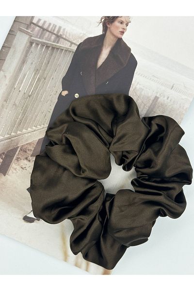 ICON SILK 100% Silk Hair Clip Jumbo Size (Brown)
