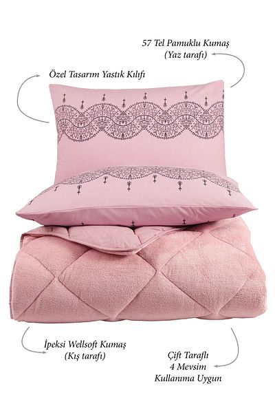 Otelonia Wellsoft Duvet Single Sleeping Set - Double Sided Elastic, Sheet 2 Pillow and 4 Piece Set
