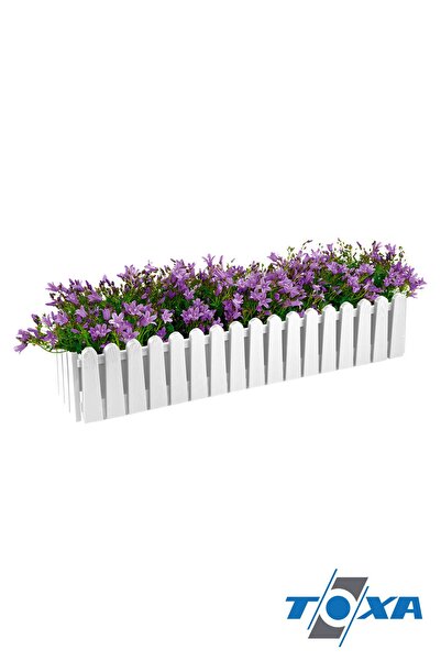 ToXA 14 Litre Beyaz Istanbul Balkon Saksısı Çit Görünümlü Dekoratif Uzun Izgaralı Plastik Saksı