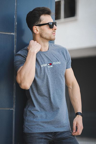 Oksit Ανδρικό μπλουζάκι Army Embroidered Slim Fit Slim Fit Lycra
