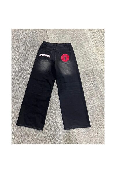 weywot spider man baggy siyah retro pantolon