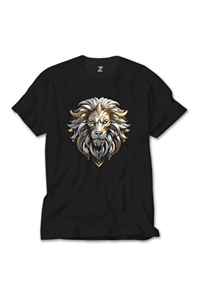 Butik Ασημί και χρυσό Lion Black T-Shirt