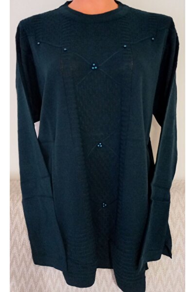 Anne Er giyim anne triko kazak uzun kollu bisiklet yaka yeşil