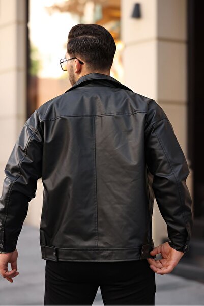 Jaglion Nová sezóna oversize pánská kožená bunda