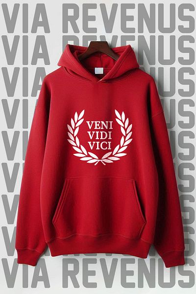 Vordevia Veni Vidi Vici Printed - Широк суитшърт с качулка и джоб с кенгуру от 3 прежди
