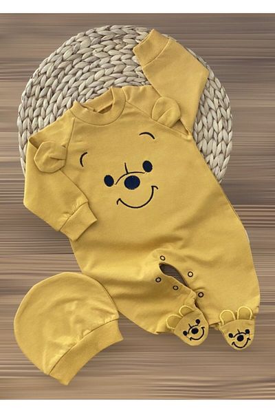 Murat Baby Muratbaby Beret Self Booties Combed Cotton Jumpsuit