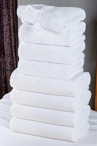 Meslina 6 τεμάχια 70X140 cm Λευκή πετσέτα ξενοδοχείου 100% βαμβακερή πετσέτα μπάνιου & αγοριού & σώματος