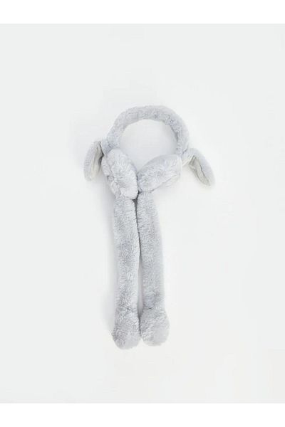 LC Waikiki Lcw Accessories Light Gray Girl's Plush Beret with Ear Detail