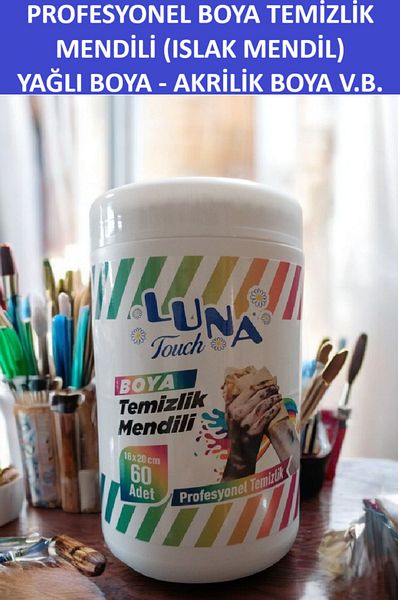 LUNA TOUCH Professional Cleaning Wipes - Oil and Acrylic Paint, Set of 60 Wet Wipes