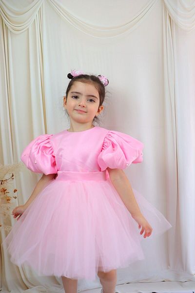 GÜL Baby Κοριτσίστικο φόρεμα με μανίκια με μαργαριτάρια λεπτομέρεια Φόρεμα γενεθλίων, βραδινό φόρεμα, φόρεμα επίδειξης