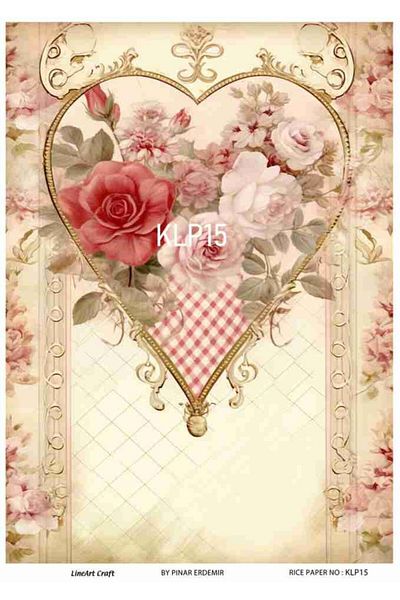 LİNEART Heart Series Klp15 Brass Decopage 30X42