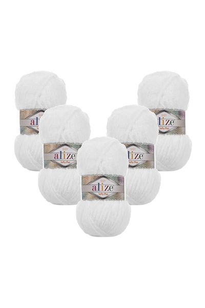 Alize Συσκευασία 5 κλωστών Amigurumi - Πλεκτό Χειροποίητο Βαμβακερό Χρυσό, 5x100 GR, 55 Λευκό