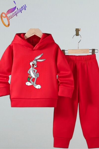 oneagılyazı BASKILI KAPÜŞONLU ÇOCUK EŞOFMAN TAKIMI