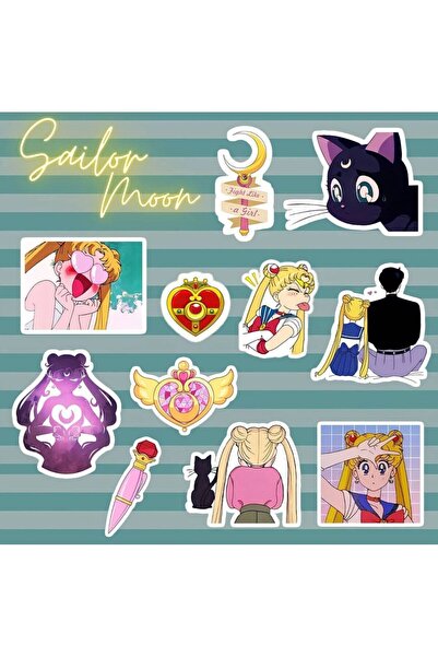 Pufidik Sailor Moon Sticker Seti | Laptop Notebook Telefon Etiket Journal