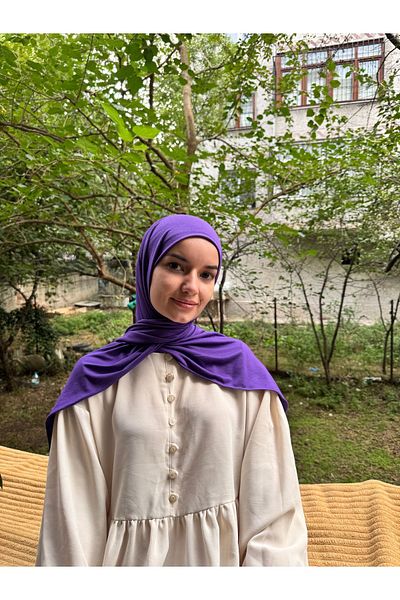 shalby Hijab Combed Cotton Shawl Purple